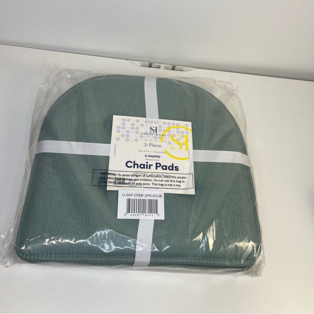 Green U-Shaped Memory Foam Chair Cushion 2pk